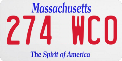 MA license plate 274WC0