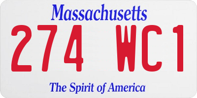 MA license plate 274WC1