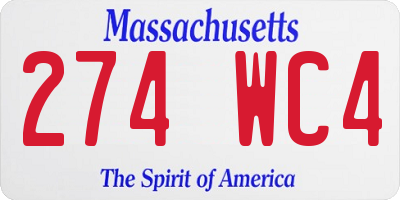 MA license plate 274WC4