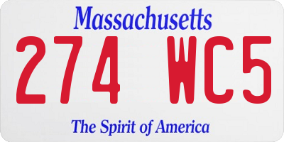 MA license plate 274WC5
