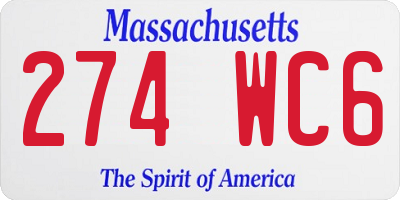 MA license plate 274WC6