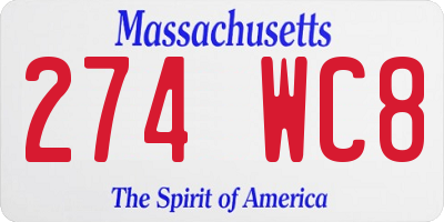 MA license plate 274WC8