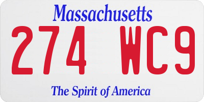 MA license plate 274WC9