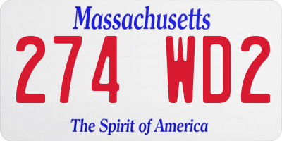 MA license plate 274WD2
