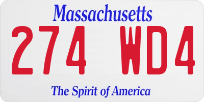 MA license plate 274WD4