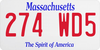 MA license plate 274WD5