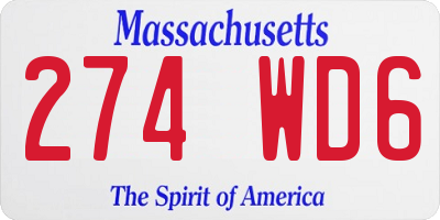 MA license plate 274WD6