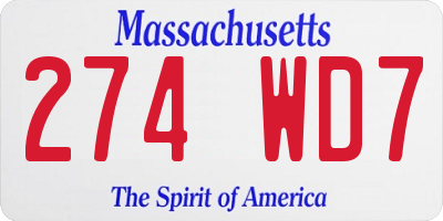 MA license plate 274WD7
