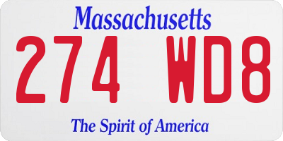 MA license plate 274WD8