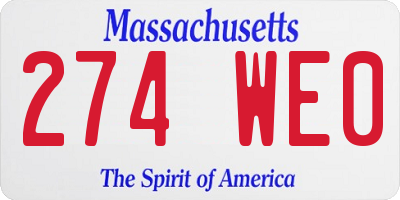 MA license plate 274WE0