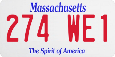 MA license plate 274WE1