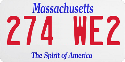 MA license plate 274WE2