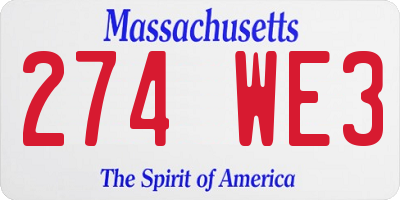 MA license plate 274WE3