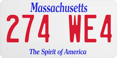 MA license plate 274WE4