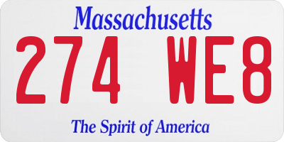 MA license plate 274WE8