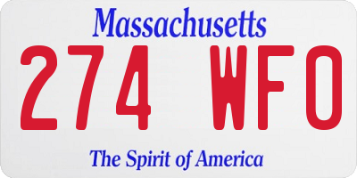 MA license plate 274WF0