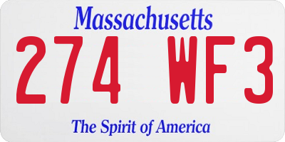 MA license plate 274WF3
