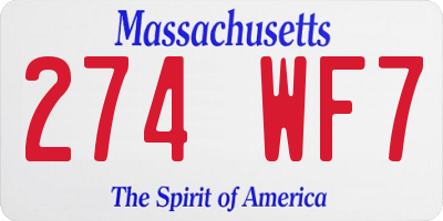 MA license plate 274WF7