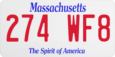 MA license plate 274WF8