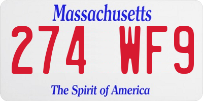 MA license plate 274WF9