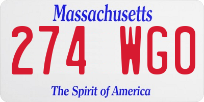 MA license plate 274WG0