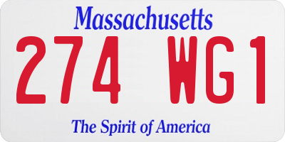 MA license plate 274WG1