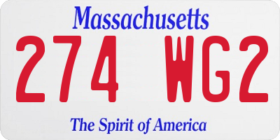 MA license plate 274WG2
