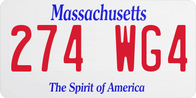 MA license plate 274WG4