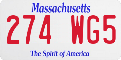 MA license plate 274WG5