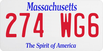 MA license plate 274WG6