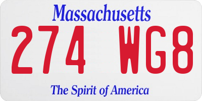 MA license plate 274WG8