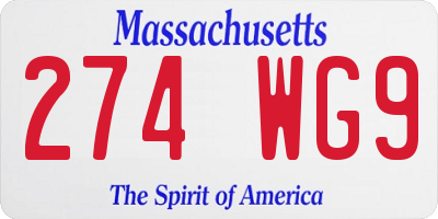 MA license plate 274WG9