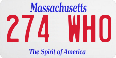 MA license plate 274WH0
