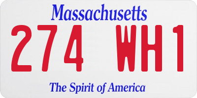 MA license plate 274WH1