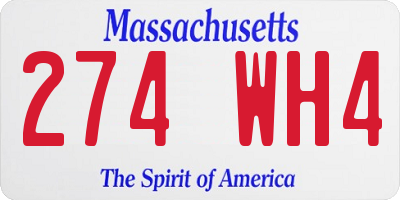 MA license plate 274WH4