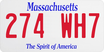 MA license plate 274WH7