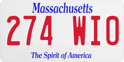 MA license plate 274WI0