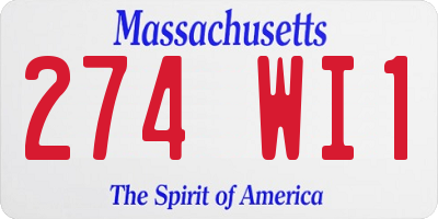 MA license plate 274WI1