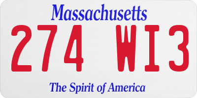 MA license plate 274WI3