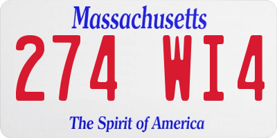 MA license plate 274WI4