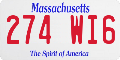 MA license plate 274WI6