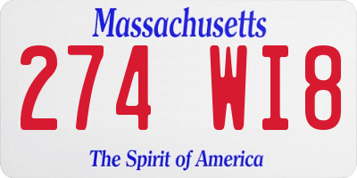 MA license plate 274WI8