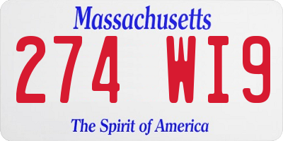 MA license plate 274WI9