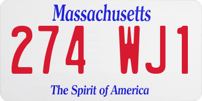 MA license plate 274WJ1