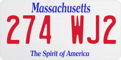 MA license plate 274WJ2