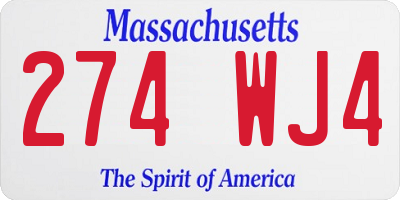 MA license plate 274WJ4