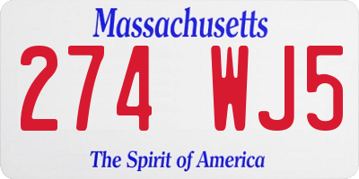 MA license plate 274WJ5