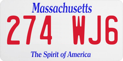 MA license plate 274WJ6