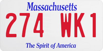 MA license plate 274WK1