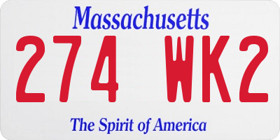 MA license plate 274WK2